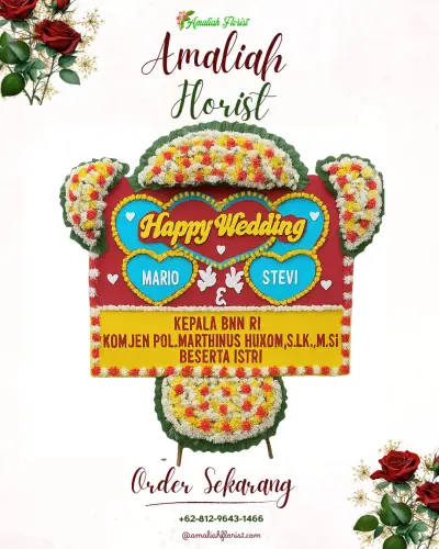 Karangan Papan Bunga Pernikahan di Mekarnangka